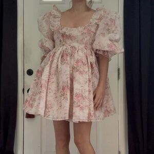 Floral Selkie Babydoll Puff Dress